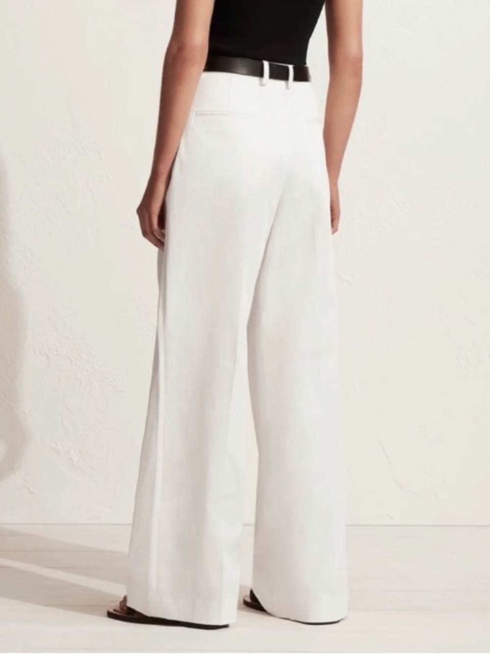 Matteau Organic Cotton Chino Pants Wide Leg High Rise White Trousers Women 8 - Picture 3 of 13